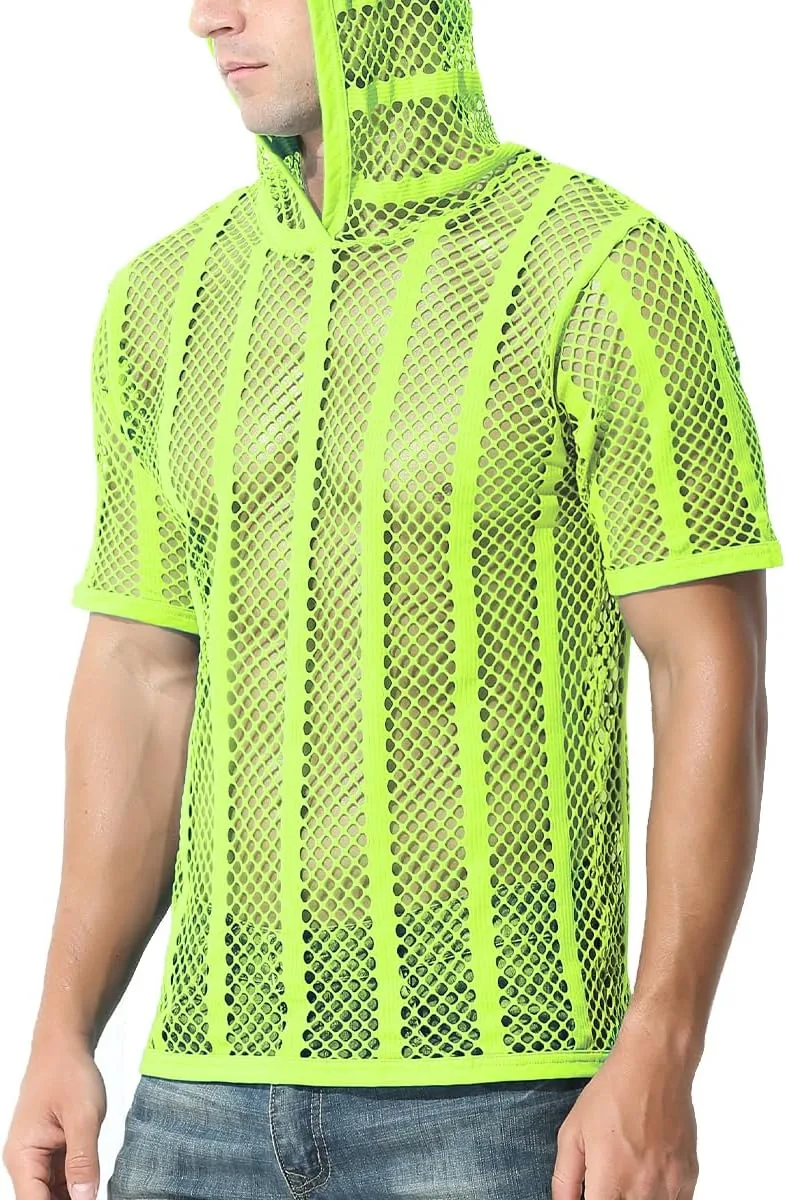 

Мужской сексуальный сетчатый худи с коротким рукавом SUMABA