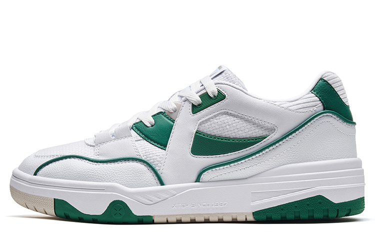 

XTEP Кроссовки для скейтбординга Wave Runner Low Top, новые, мужские, белого и темно-изумрудно-зеленого цветов