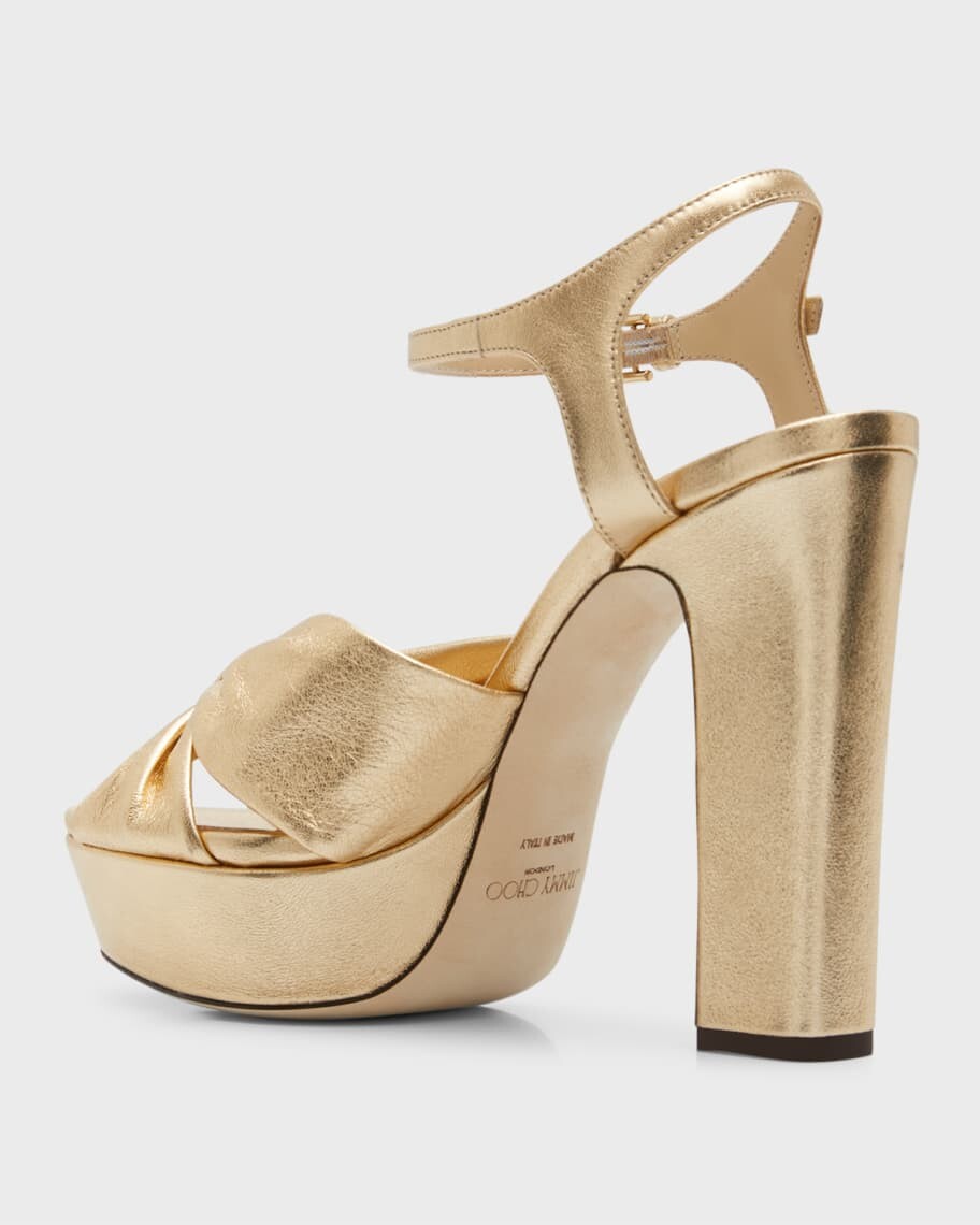 Металлизированные сандалии на платформе с ремешком на щиколотке Heloise Jimmy Choo — фото 4