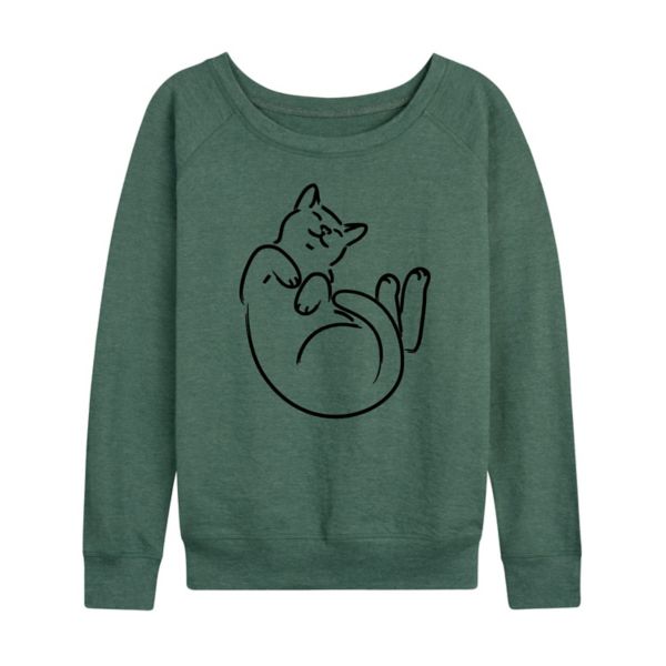 

Женская футболка с длинным рукавом Linework Cat из французского трикотажа Licensed Character, зеленый