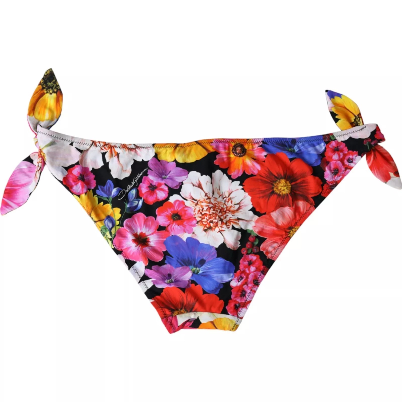 Черный купальник с цветочным принтом, плавки бикини, купальники Dolce & Gabbana — фото 2