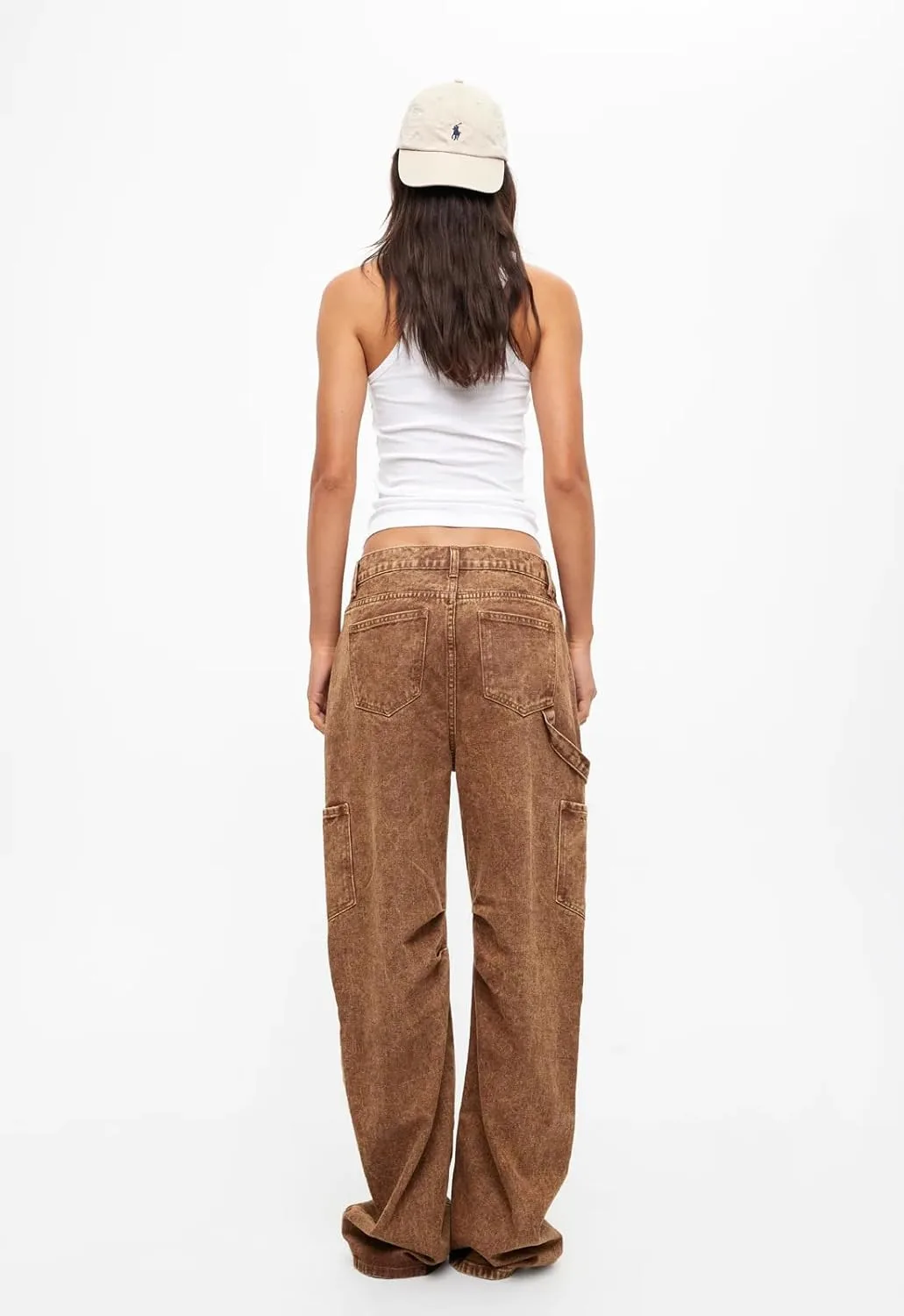 Женские карго джинсы brown wide leg с карманами в стиле y2k — фото 2