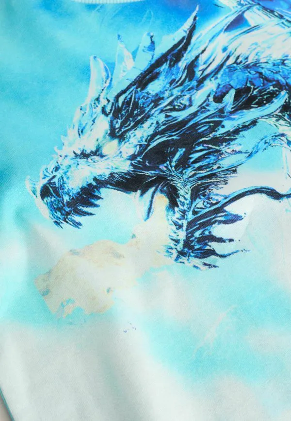 Футболка с коротким рукавом и стандартным принтом по всей поверхности Next, White Blue Dragon — фото 2