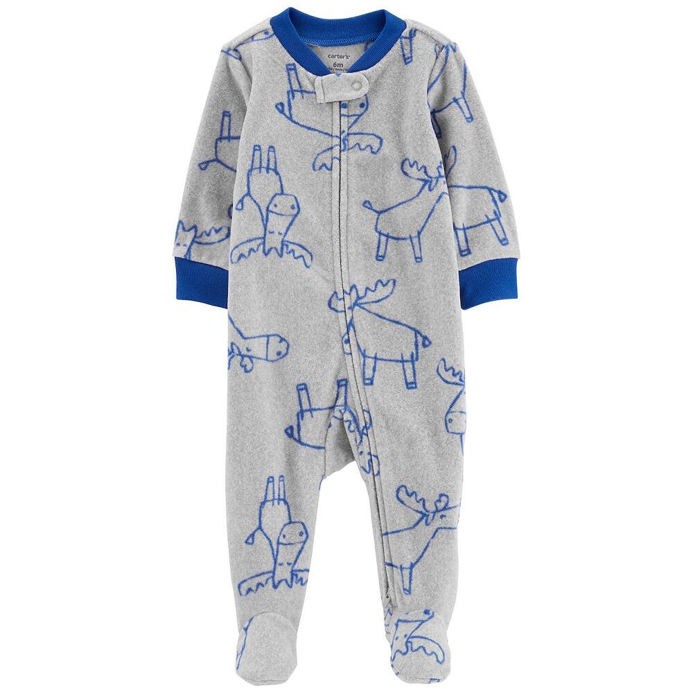 

Флисовая куртка Baby Carter's Moose на молнии для сна и игр, серый