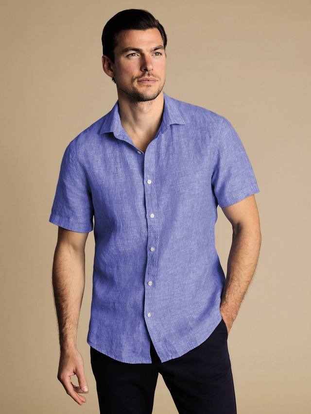 

Обычная льняная рубашка с коротким рукавом Charles Tyrwhitt