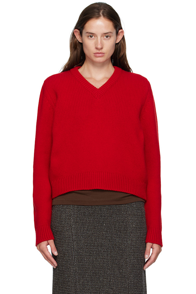 

&Daughter Красный свитер Glenn с V-образным вырезом