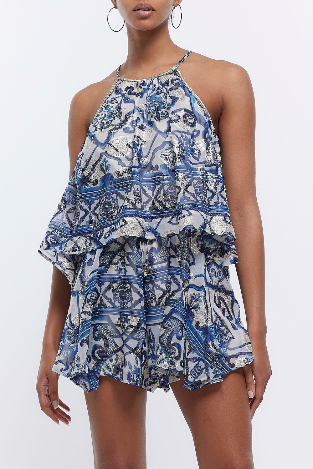 

Ярусный комбинезон с плиткой River Island, синий