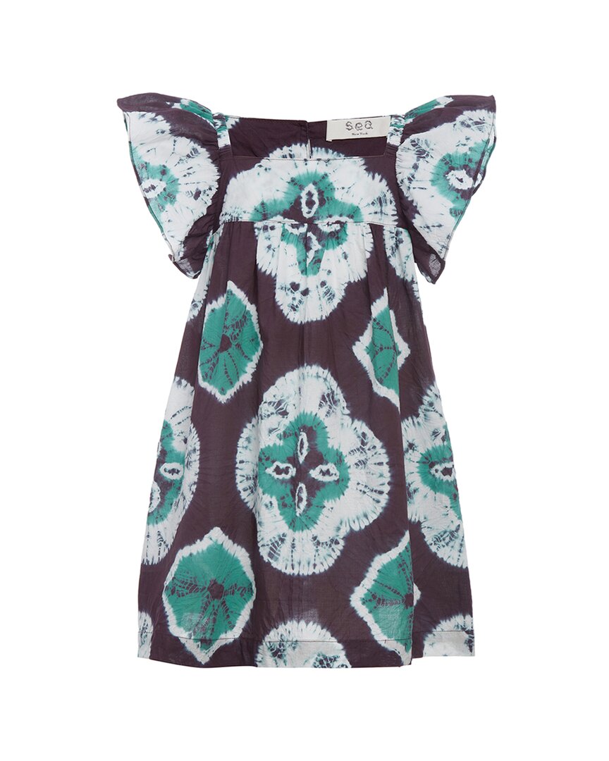 

Морской Нью-Йорк Aveline Платье с принтом тай-дай и рукавами-крылышками Sea New York, Teal