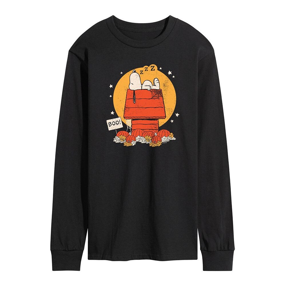 

Мужская футболка с длинными рукавами и рисунком Peanuts Snoopy Halloween Dog House Licensed Character, черный
