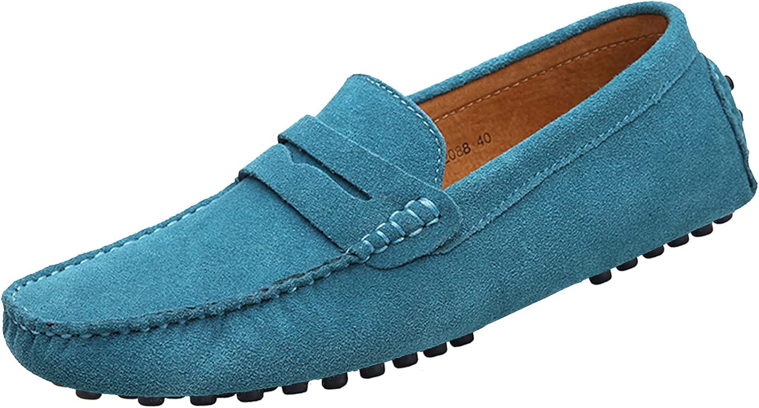 

Мужские мокасины Penny из замши с кожаными вставками, удобные слипоны для повседневной носки и вождения Yldsgs, голубой