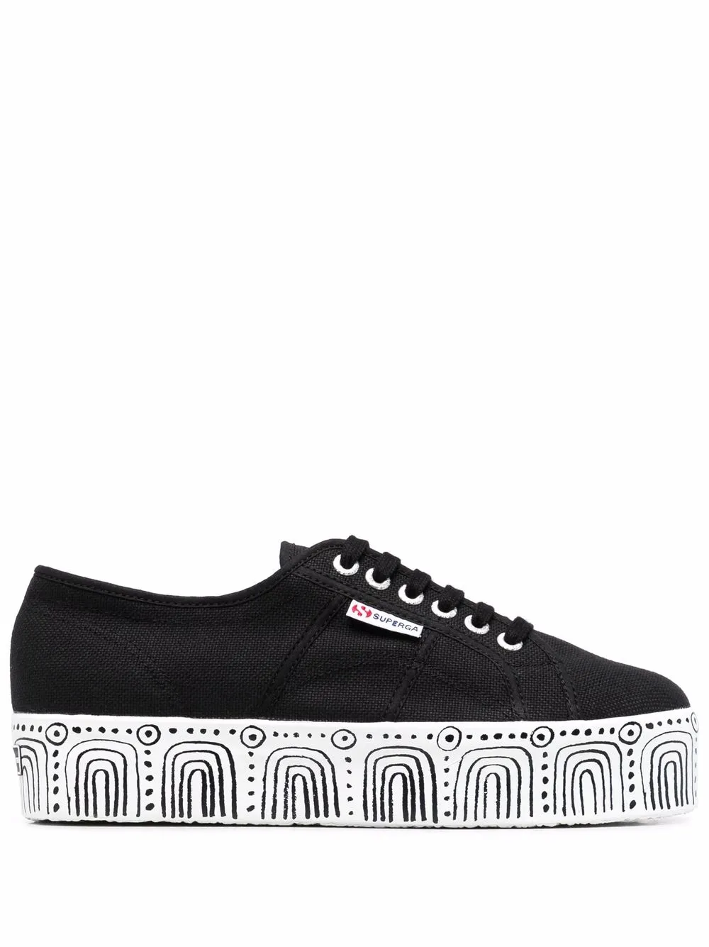 

Кеды на платформе с абстрактным узором Superga, черный