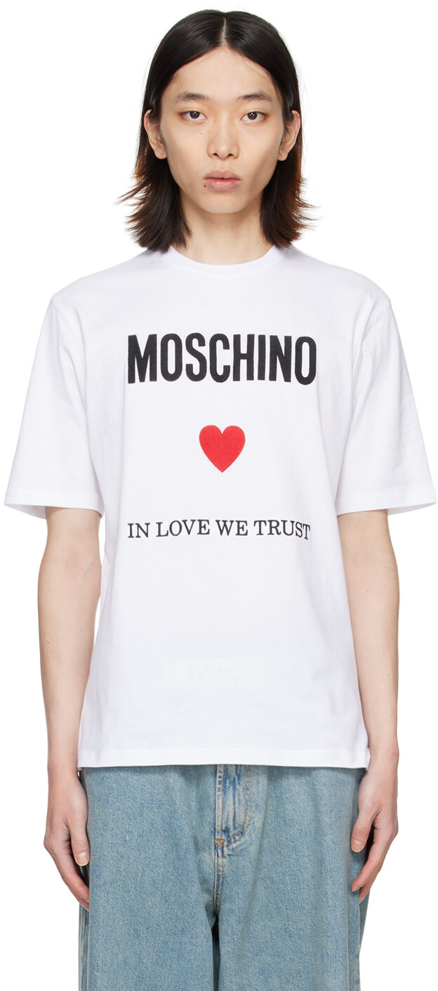 

Белая футболка с вышивкой Moschino, цвет White