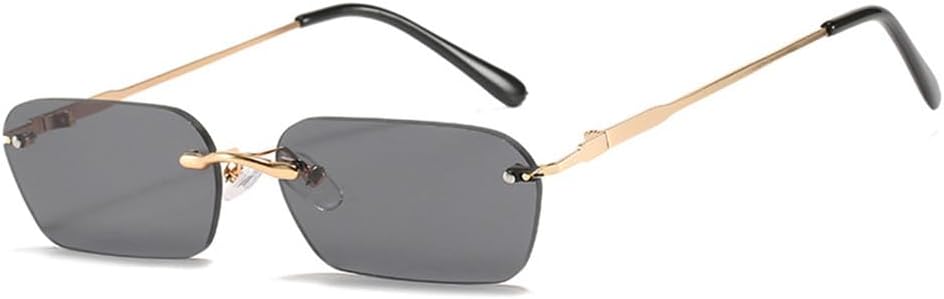 

Солнцезащитные очки без оправы прямоугольной формы для женщин и мужчин, модные очки для вождения, цвет чайного дерева, летние аксессуары, маленькие очки KTUCN, Gold Black