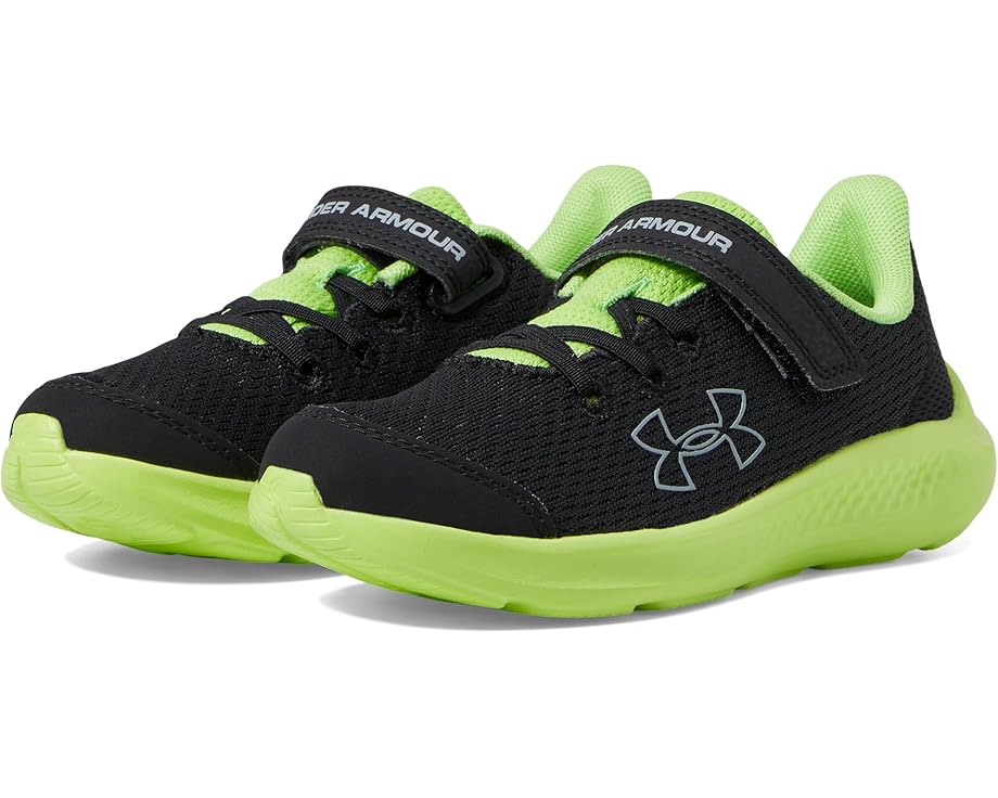 

Кроссовки Under Armour Kids Pre School Pursuit 3 Big Logo Alternate Closure, цвет Black/Morph Green/Mod Gray