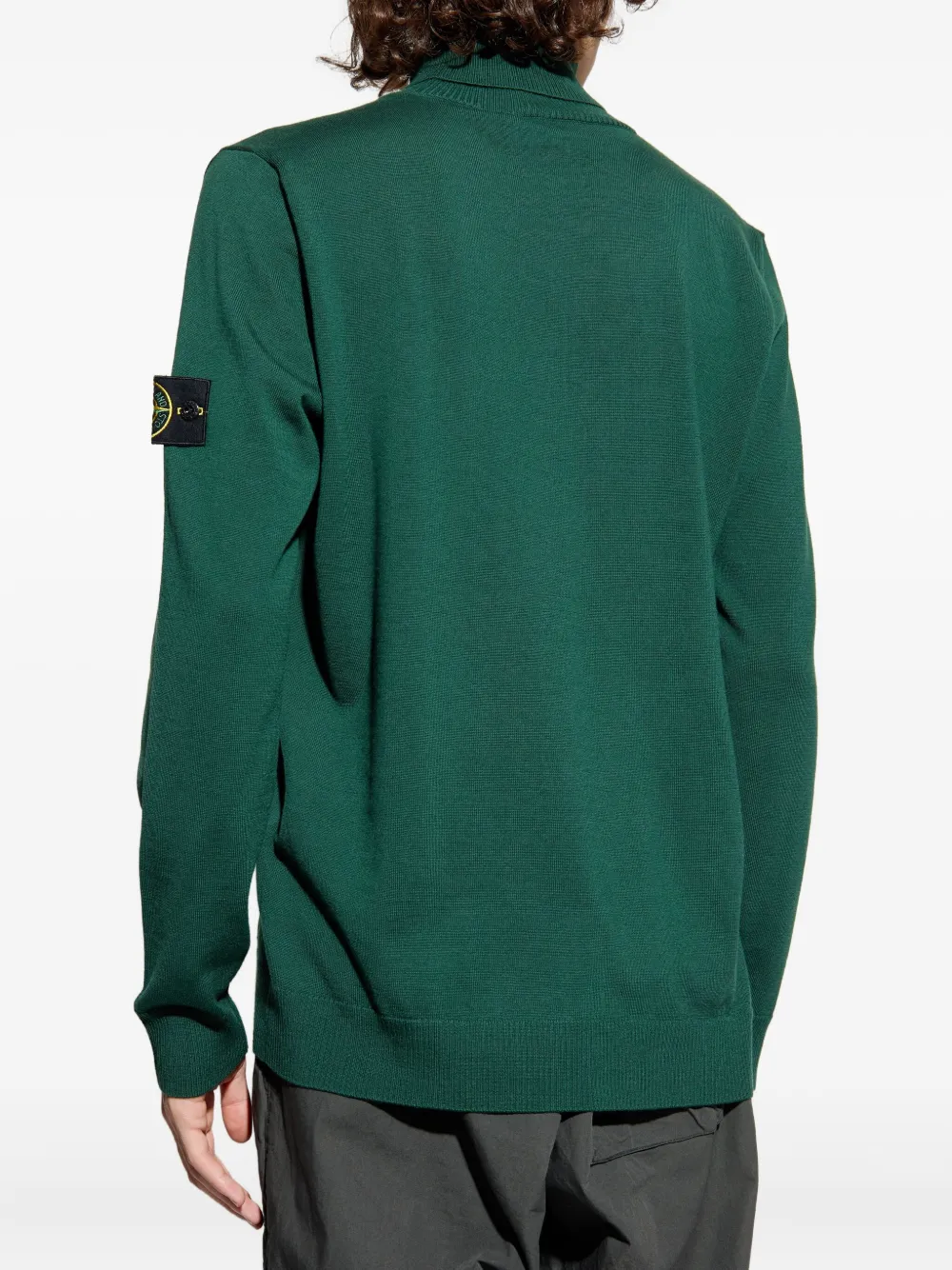 Свитер с высоким воротником и накладным карманом Stone Island, зеленый — фото 4