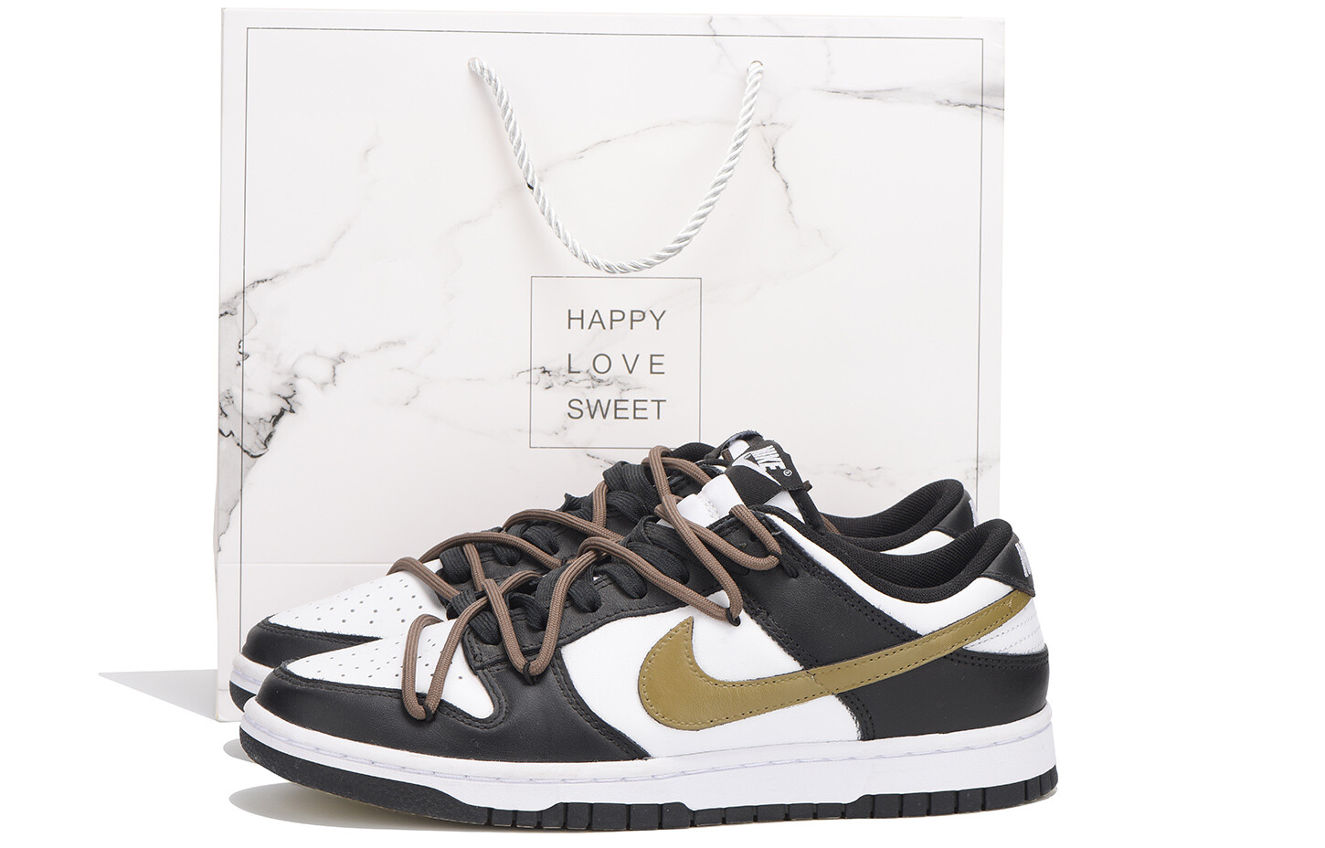 

Кроссовки Nike Dunk Skateboarding Shoes Women's Low-top Gold, светло-серый
