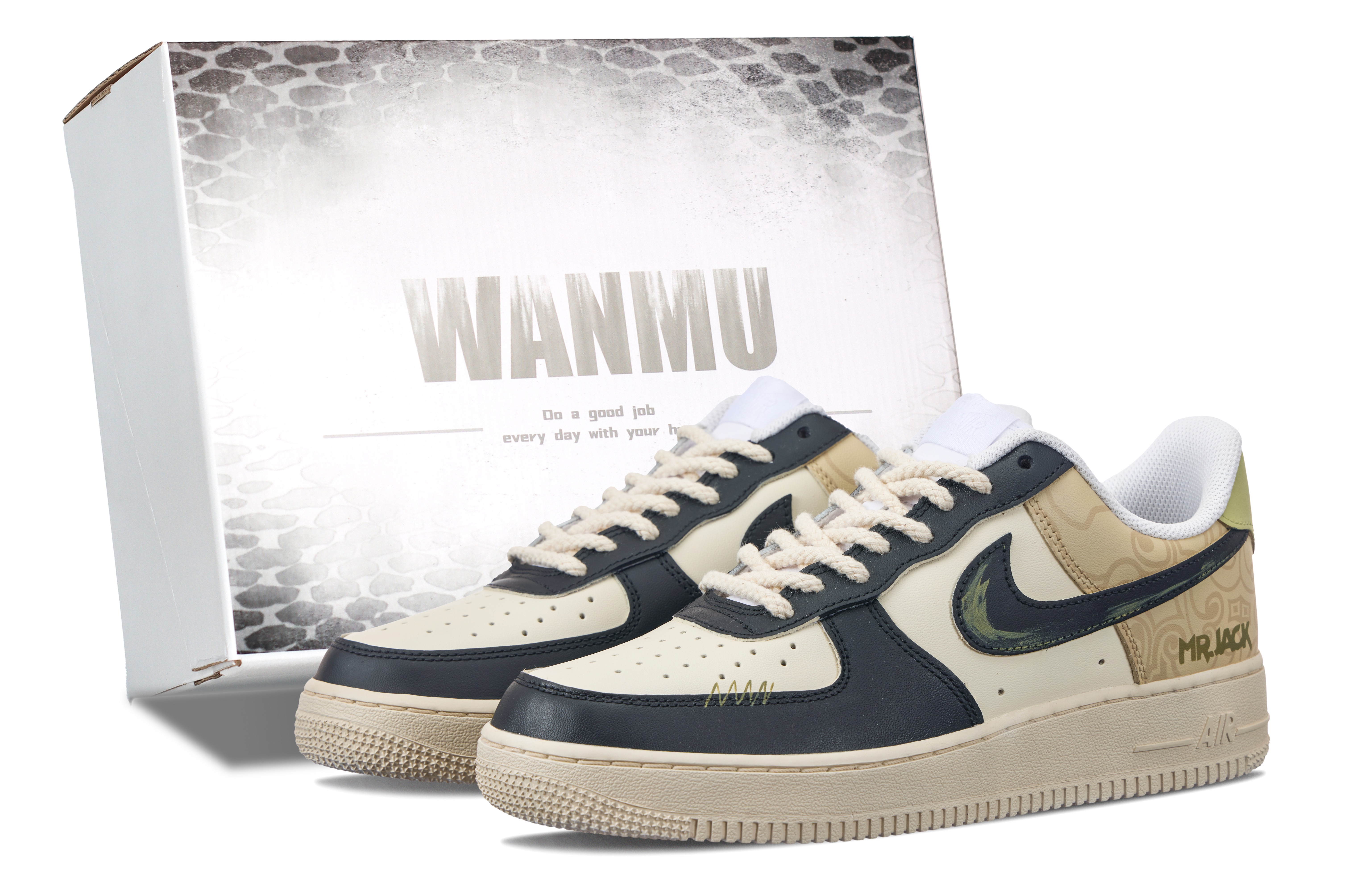 

Nike Кроссовки Air Force 1 Mr. Jack для скейтбординга с низким верхом, амортизирующие, износостойкие, с противоскользящей подошвой, мужские, желто-зеленые