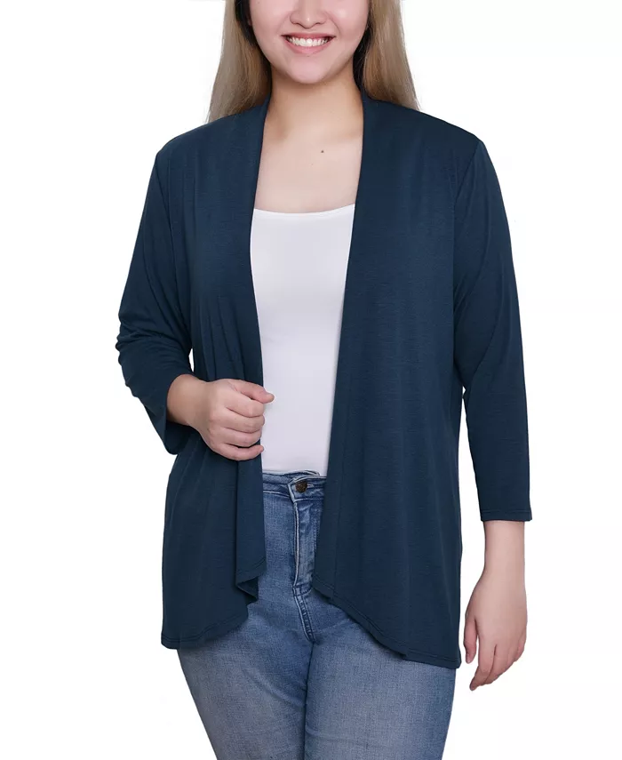 

Женский однотонный кардиган с рукавом 3/4 NY Collection, синий