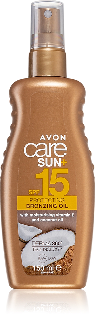 

Солнцезащитное масло Care Sun + Bronze, сухое солнцезащитное масло SPF 15 Avon, 150 мл