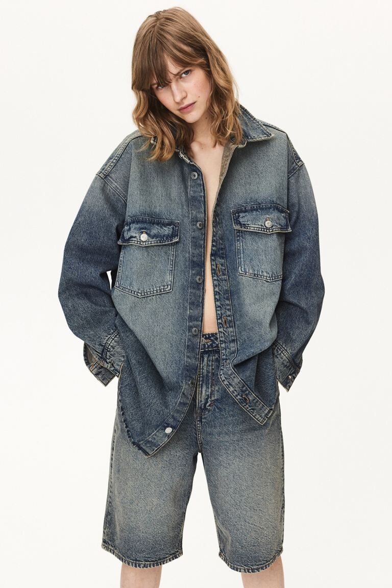 

Джинсовая блузка оверсайз H&M, синий