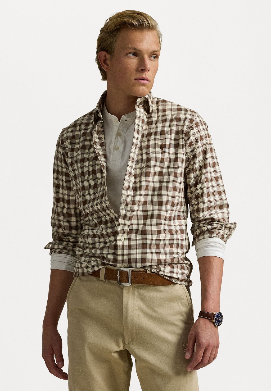 

Рубашка CUSTOM FIT PLAID OXFORD SHIRT Polo Ralph Lauren, коричневый