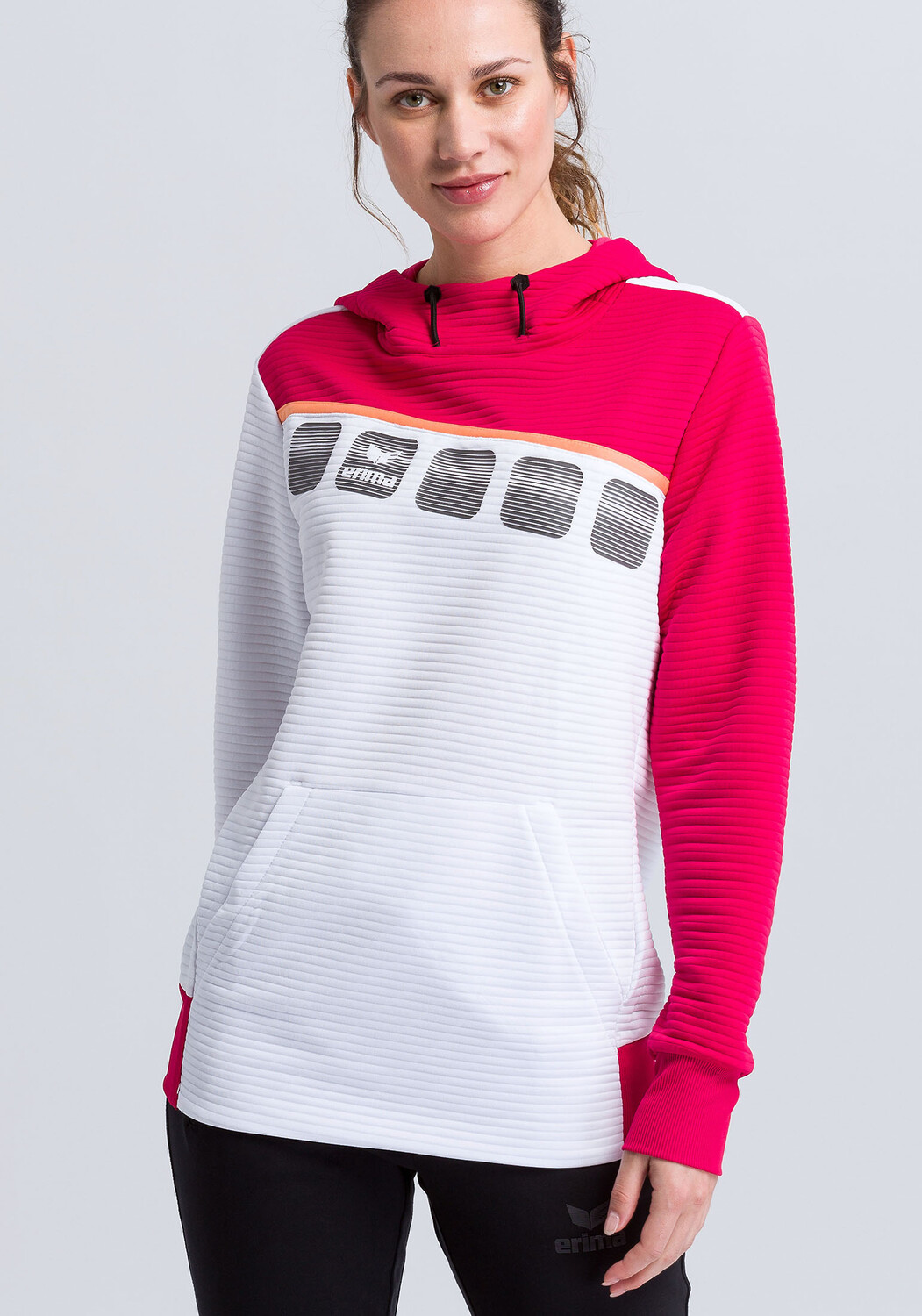 

Толстовка erima 5 C Kapuzensweat, цвет weiss/love rose/peach