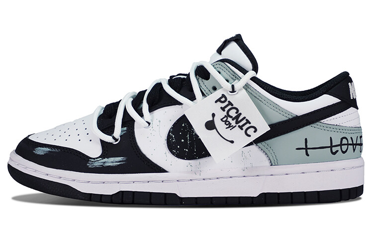 

Кроссовки Nike Dunk Skateboarding Shoes Men Low-top Black/white/green, черный