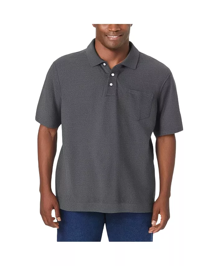 

Пике-поло Big & Tall с манжетами внизу и карманом, не садится при стирке KingSize, черный