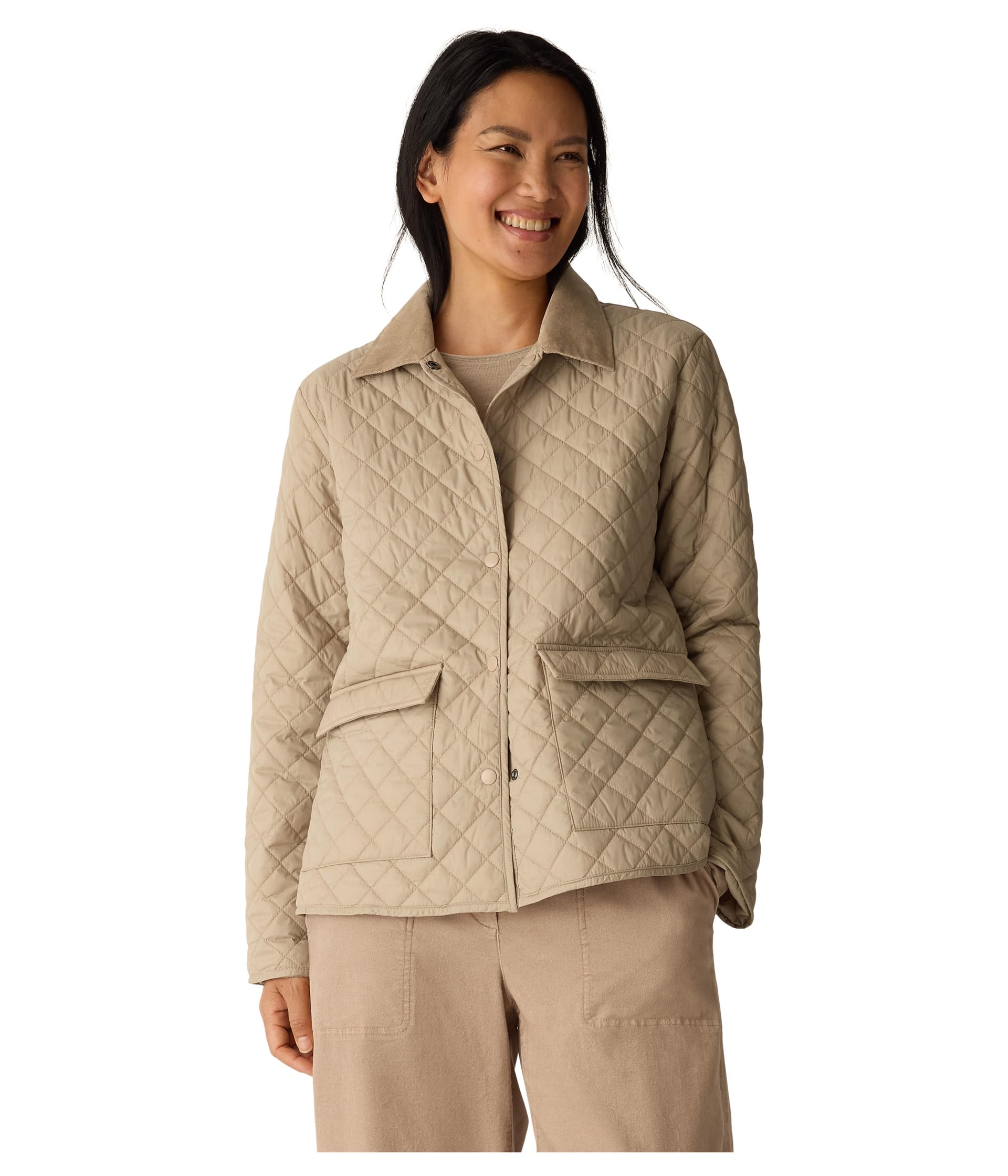 

Куртка Eileen Fisher Eggshell Recycled Nylon Quilted Jacket, цвет Biscuit