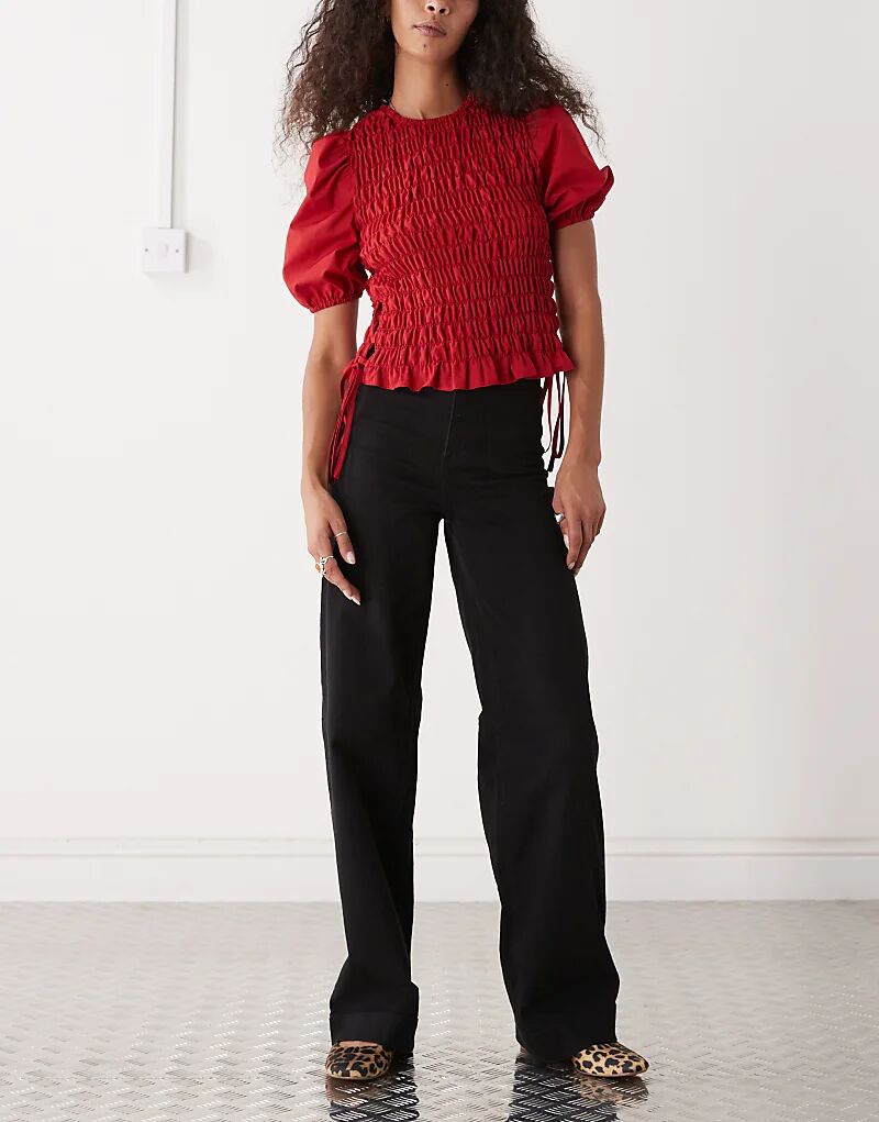 

Широкие брюки Monki из эластичного хлопка черного цвета