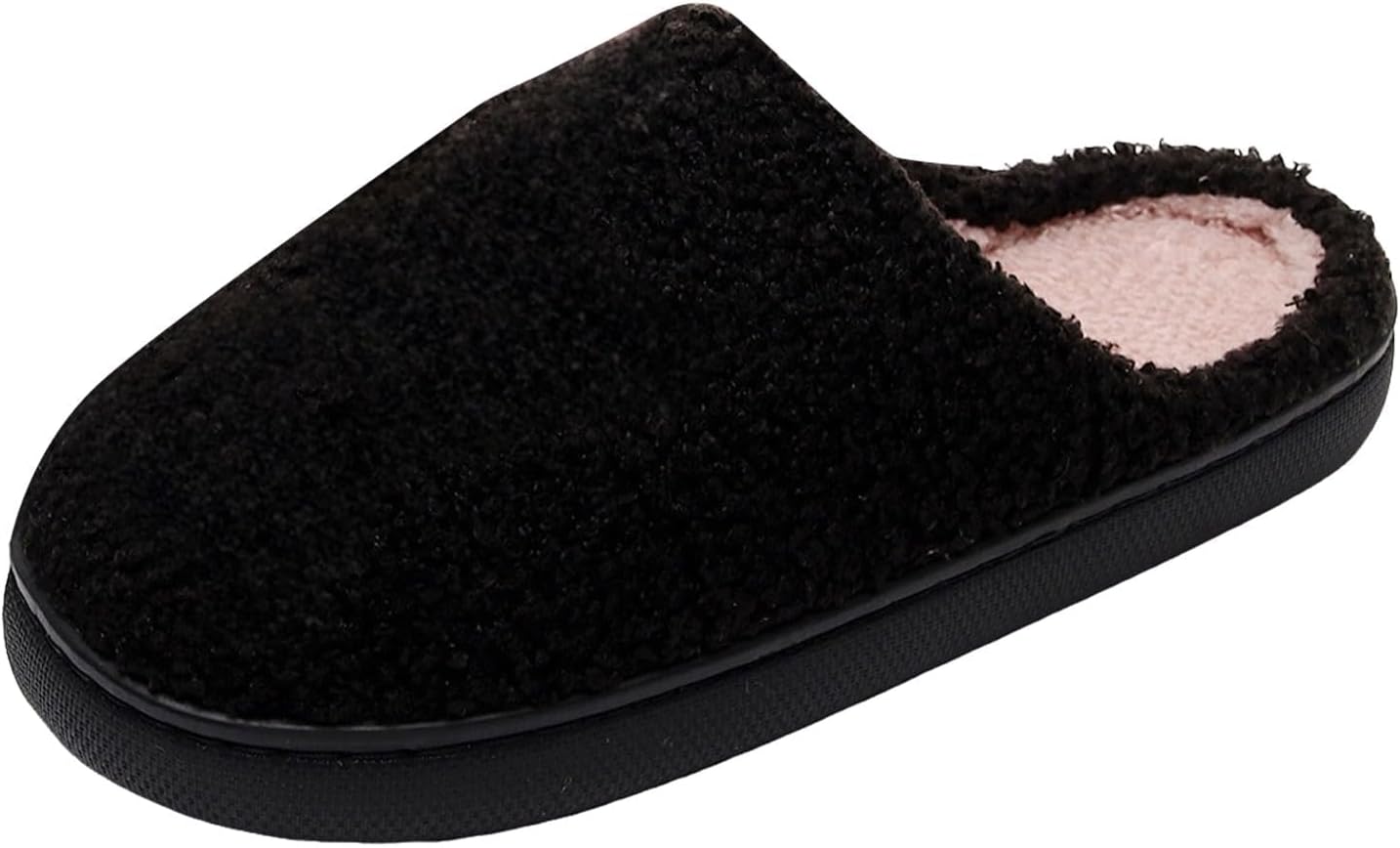 

Женские и мужские домашние тапочки, плюшевые, теплые, мягкие, удобные, с нескользящей подошвой, пушистые комнатные тапочки, внутри дома, зимние теплые тапочки, комфортная обувь Rianclud, черный
