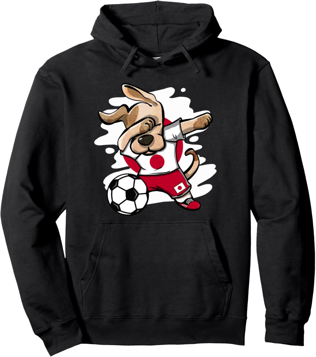 

Футболка с изображением японского футбольного флага и надписью Dabbing Dog (собака, танцующая даб) - черная Teeisle Japan Soccer