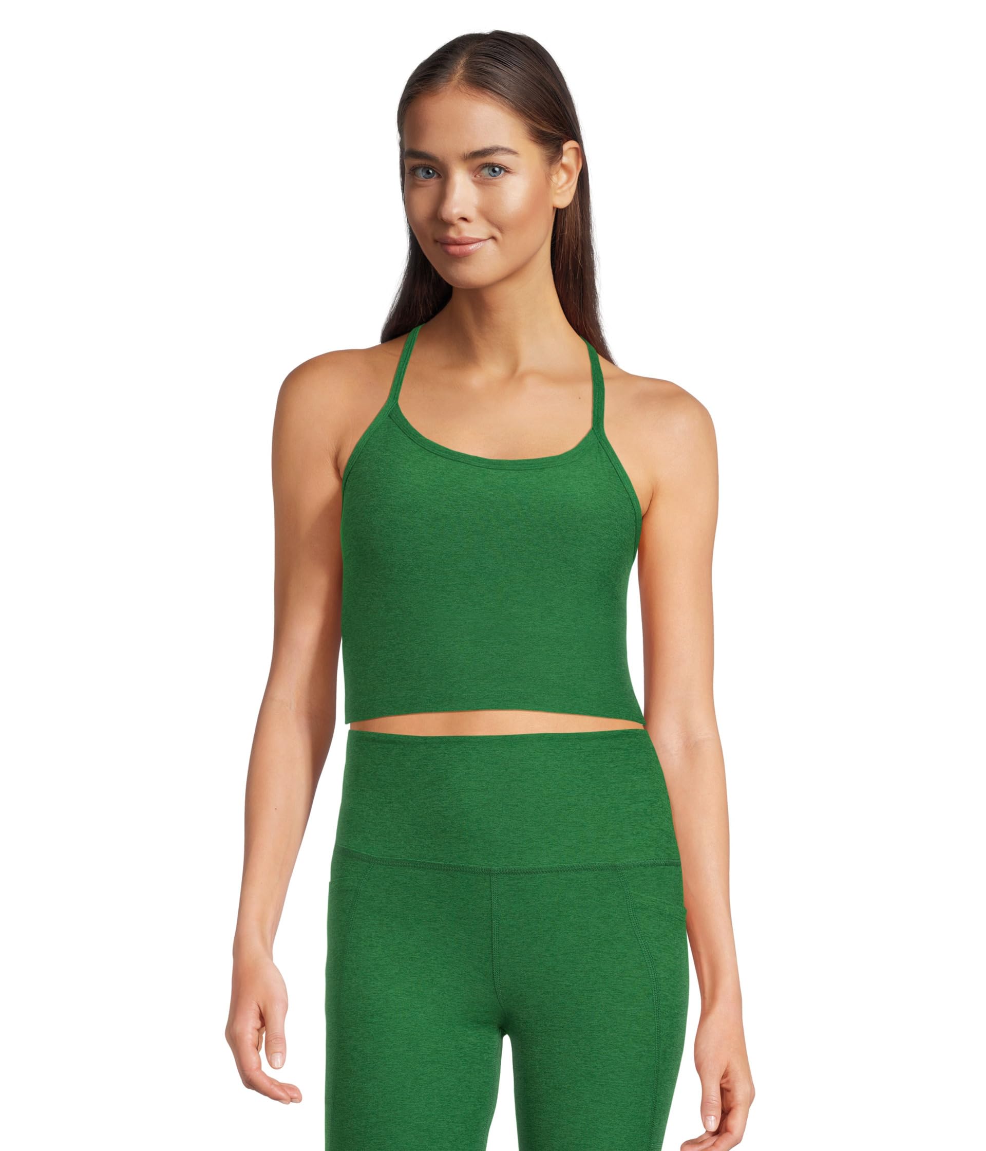 

Топ Beyond Yoga Spacedye Slim Racerback Cropped Tank, Summer Thyme Green Heather