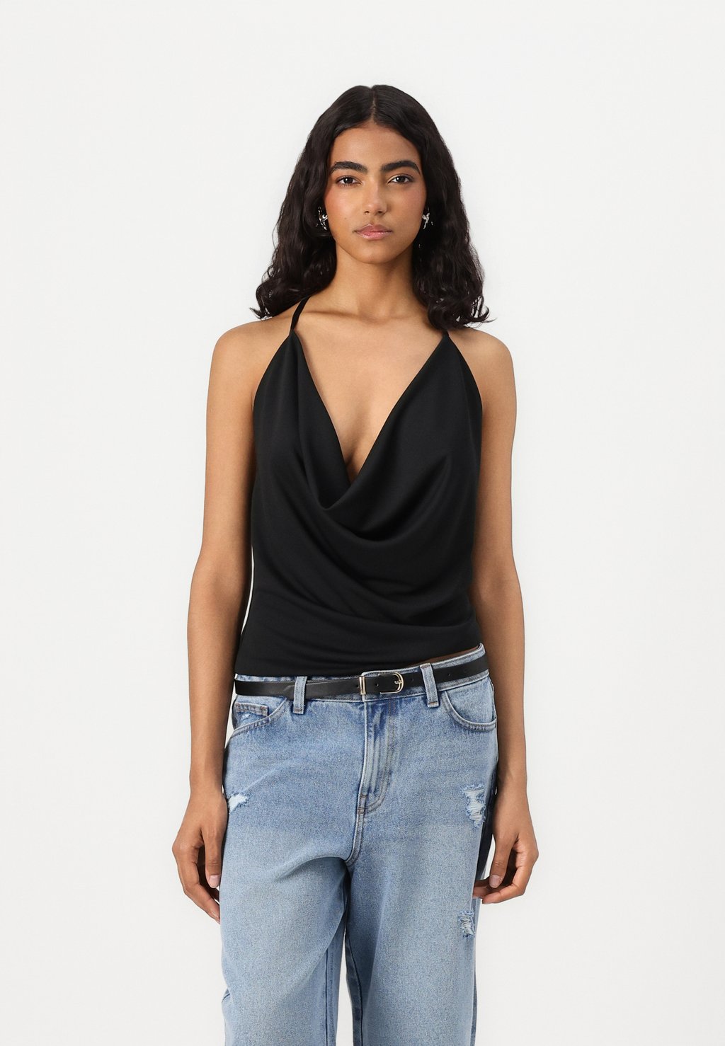 

Топ WATERFALL NECK SINGLET Gina Tricot, черный