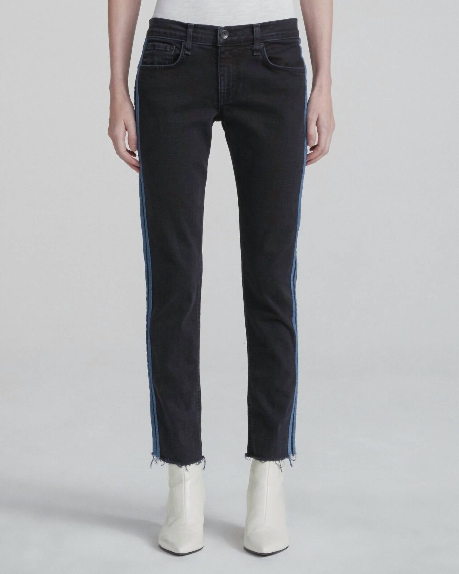

Джинсы Dre Low Rise Stretch Ankle с полосками по бокам черного цвета rag & bone