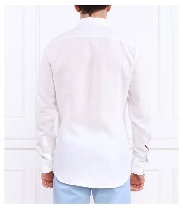 Льняная рубашка h-hank-kent-c1-214 Slim fit Boss, белый — фото 4
