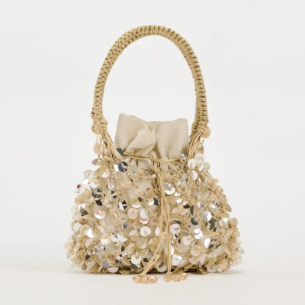 

Сумка Zara Beaded Mini Bucket, золотой