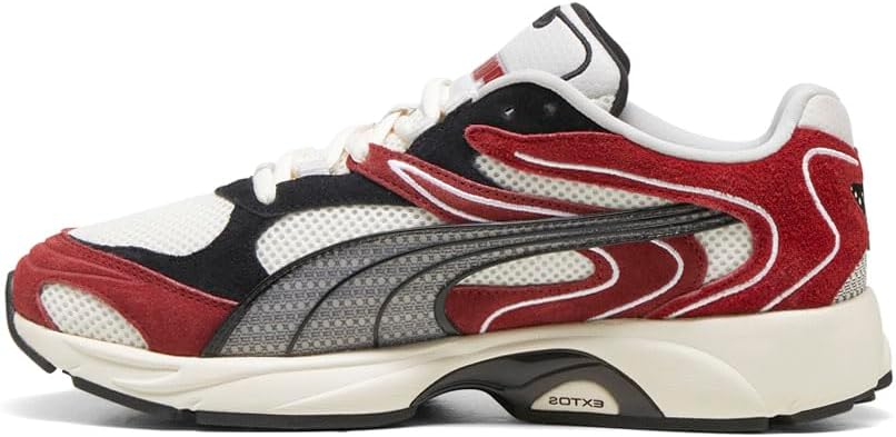 Мужские кроссовки PUMA Extos Collector с шнуровкой, повседневные - светло-бежевые, красные — фото 3