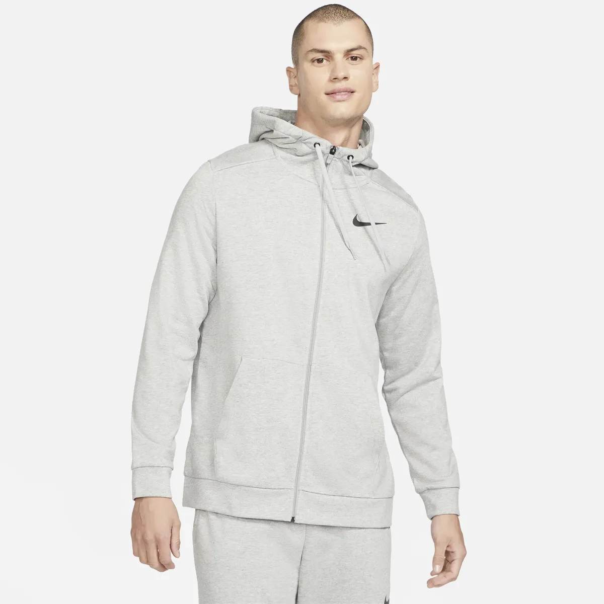 

Толстовка Nike с капюшоном "DRI-FIT MEN'S FULL-ZIP TRAINING HOODIE", серый