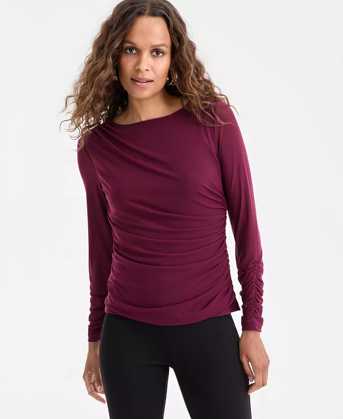 

Маленький топ с длинными рукавами и сборками I.N.C. International Concepts, красный