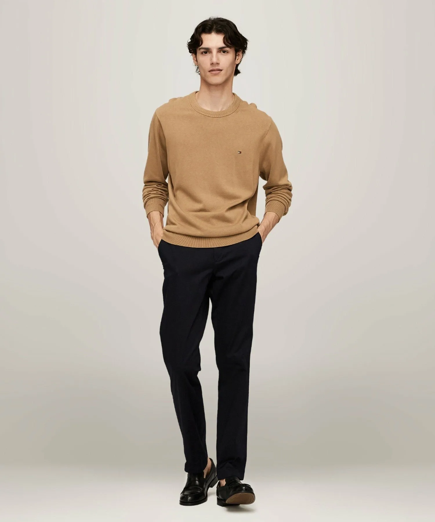 Вязаный свитер с круглым вырезом из смеси хлопка и шелка TOMMY HILFIGER, Beige RBC — фото 4