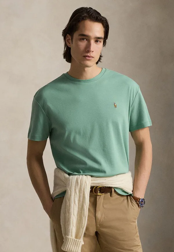 Облегающая футболка из мягкого хлопка, базовая футболка. Polo Ralph Lauren, Faded Mint — фото 3