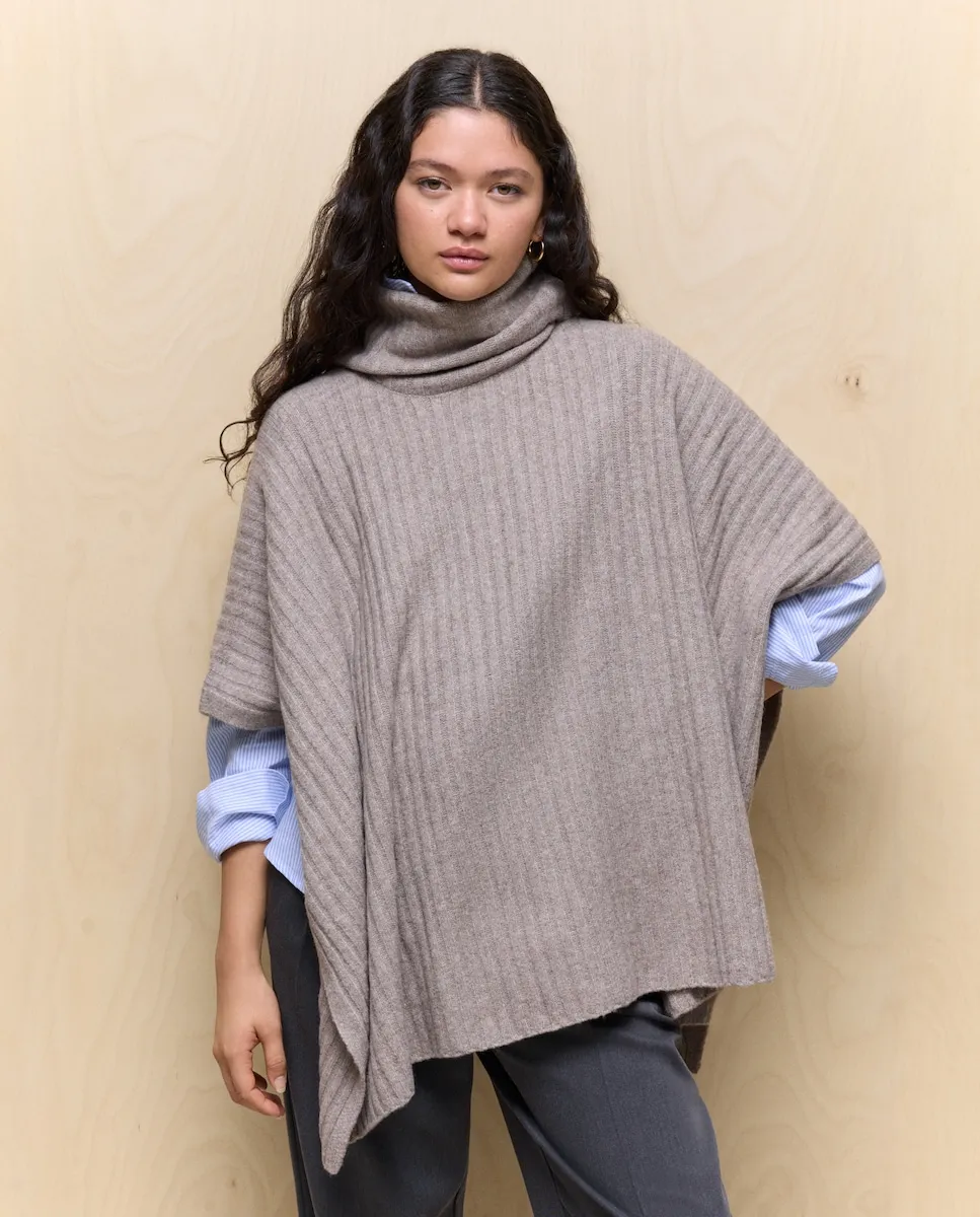 

Вязаное женское пончо Easy Wear, коричневый