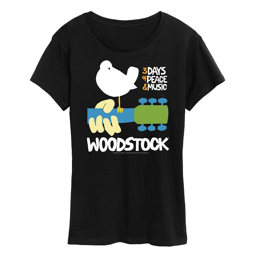 

Женская футболка с плакатом Woodstock и графическим рисунком Licensed Character, черный