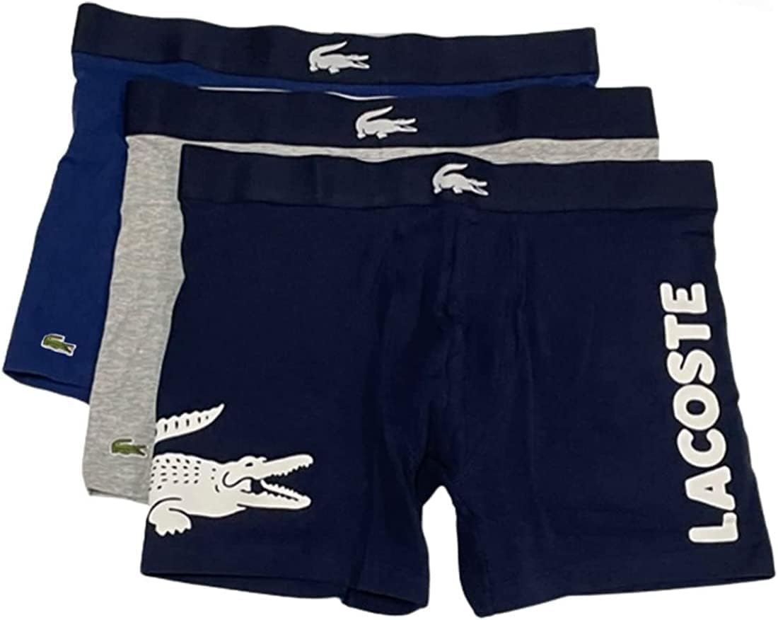 

Lacoste мужские хлопковые боксеры Big Croc Print, 3 шт, Navy Blue/White/Dove Grey/Deep Ocean