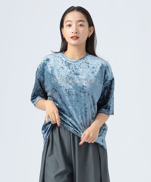 

Футболка велюровая с вышивкой BEAMS HEART, синий