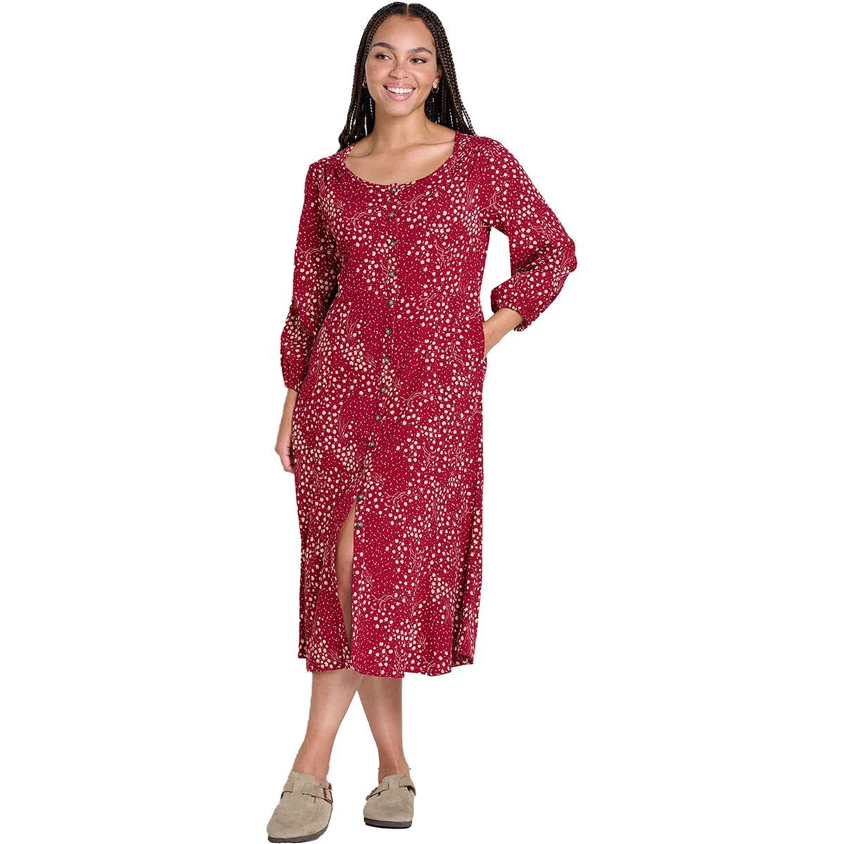 

Платье миди с длинными рукавами и панелями Manzana Toad&Co, цвет berry floral print