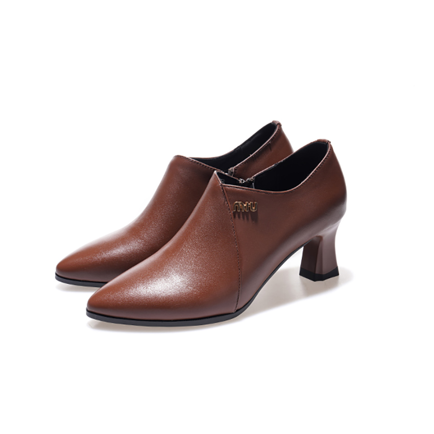 Devanro Женские туфли на платформе с массивным каблуком 5 см коричневые, цвет Brown
