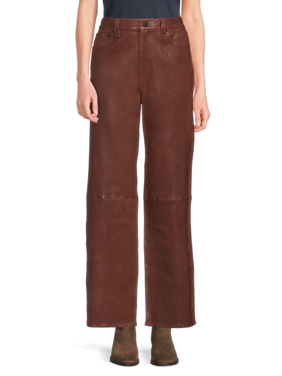 

Широкие кожаные брюки из ши rag & bone, коричневый