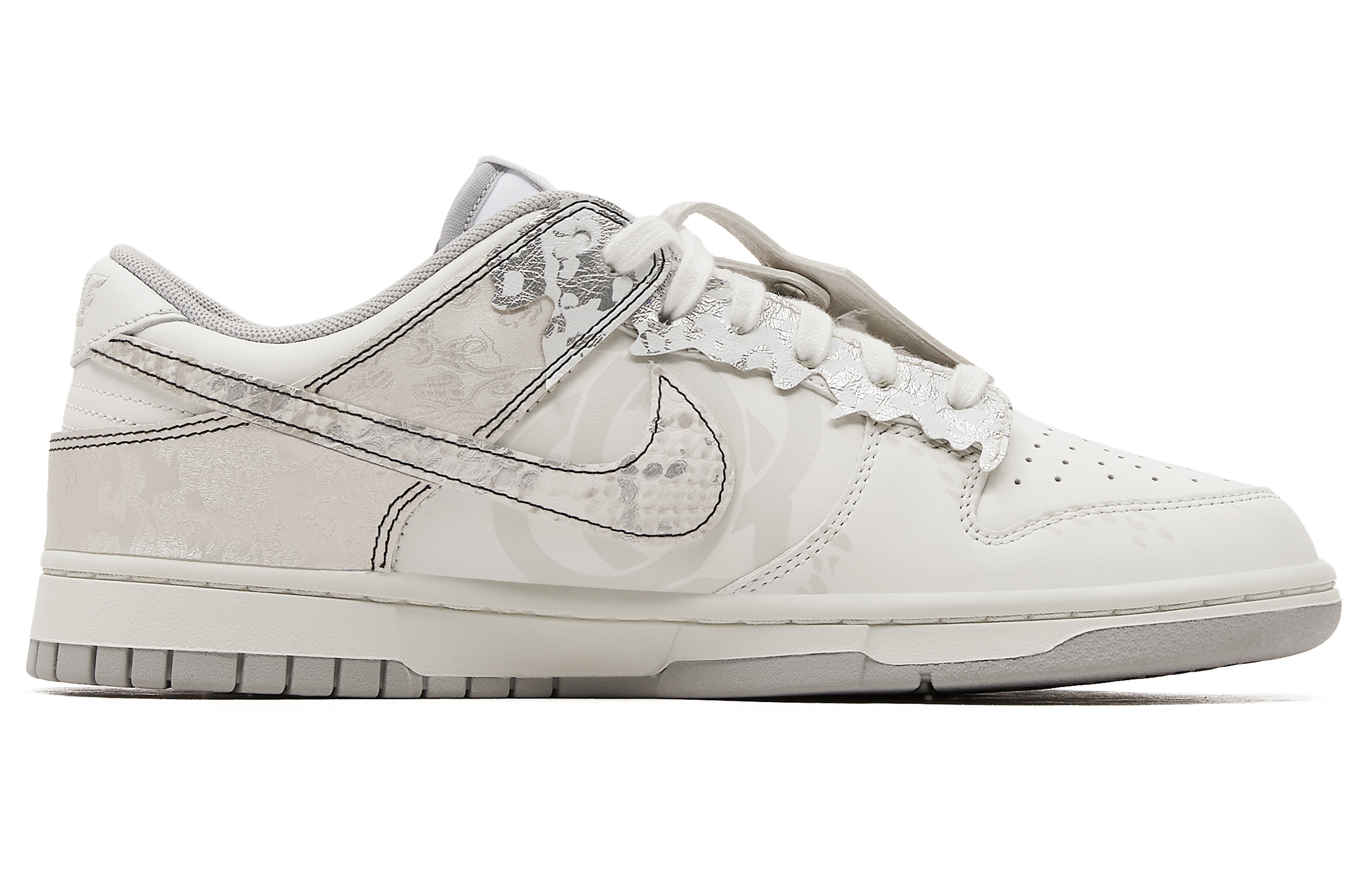 Nike Кроссовки для скейтбординга Dunk Slip Resistant Abrasion Resistant мужские низкие серебристо-серые — фото 4